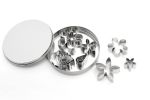 12 Pieces Cookie Cutters Biscuit Cutters Flowers Leafs Fondant Cutters Cake Decoration Tool - Silver