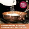 Hammered Nonstick Frying Pan Ceramic Skillet PFOA Free Dishwasher Safe Copper 12 inch - gold