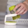 Dish Scrubber Brush with Handle, 3 Pack Kitchen Scrub Brush for Dishes, Sink Cleaning Brush for Bowl Pot Pan Vegetables - Green