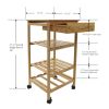 Kitchen Storage Cart with Wine Rack, 15.25Wx15.25Dx31.5H - Brown