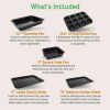 10 Piece Non-stick Bakeware Set - Carbon Steel Baking Tray Set - black