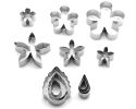 12 Pieces Cookie Cutters Biscuit Cutters Flowers Leafs Fondant Cutters Cake Decoration Tool - Silver