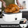 Kitchen White 20 QT Stainless Steel Chicken Electric Turkey Roaster With See-through Lid - as Pic