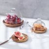 1pc Pastry Plate WithTransparent Glass Cover; Fruit Plate With Glass Top; Small Circle Wooden Tray With Glass Lid - Covered Snack Plate