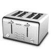 Toaster 4 Slice;  Geek Chef Stainless Steel Extra-Wide Slot Toaster with Dual Control Panels of Bagel/Defrost/Cancel Function(Sliver-Black) - 4