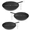 Frying Pans-Set of 3 Cast Iron Pre-Seasoned Nonstick Skillets in 10', 8', 6' - black