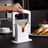 1pc Stainless Steel Bagel Guillotine Slicer With Safety Handle - Knife And Holder Guide For Easy And Fast Bagel And Hamburger Bun Cutter (White) - Whi