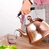 Rose Gold Stainless Steel Kettle; Streamlined Spout; Anti-scalding Handle; tea Kettle for Stove Top Whistling (Size : 4L) - 1L