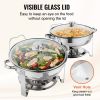 VEVOR 2-Pack Round Chafing Dish Set with Full-Size 4Qt Pan Glass Lid Fuel Holder - Default